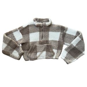 SHEIN Tan Sherpa Zip-Up Jacket size s